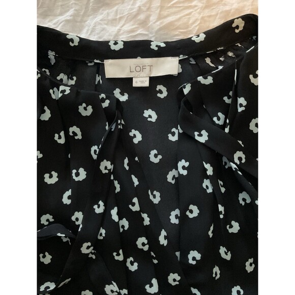 LOFT, Women’s, Dress, Long Sleeve, Elastic Waist, Black & Mint Green, Size: 6 - Picture 10 of 16